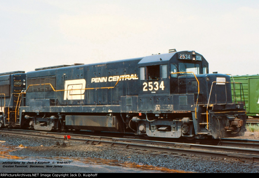 Penn Central, PC 2534 U25B ex-Erie Croxton engine terminal, Secaucus, New Jersey. June 10, 1977. 